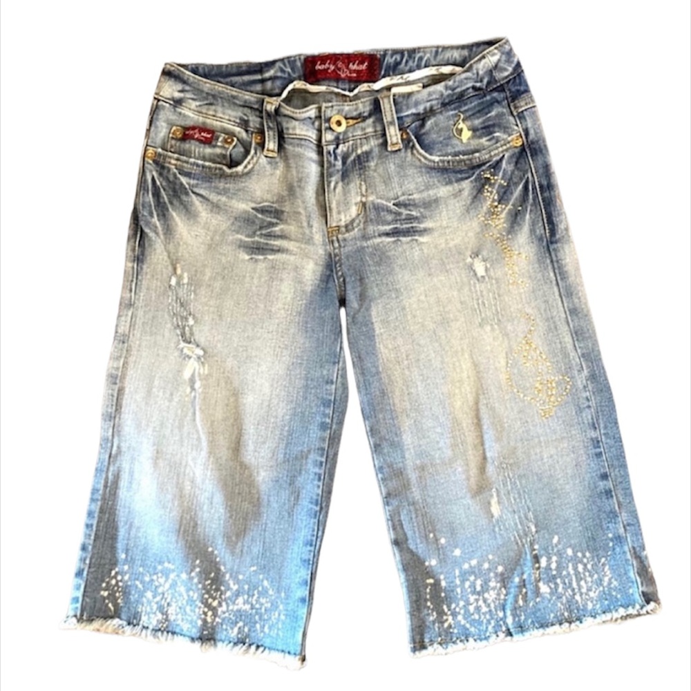 BABY PHAT Distressed Denim Jean Shorts Size 1